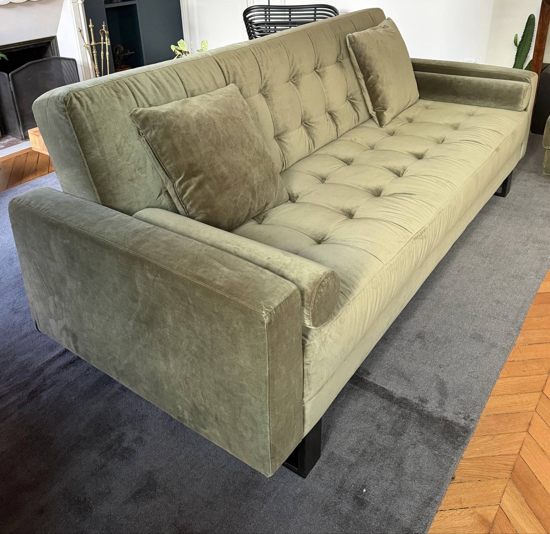 Sofa set nv gallery midnight bottle green velvet (convertible)