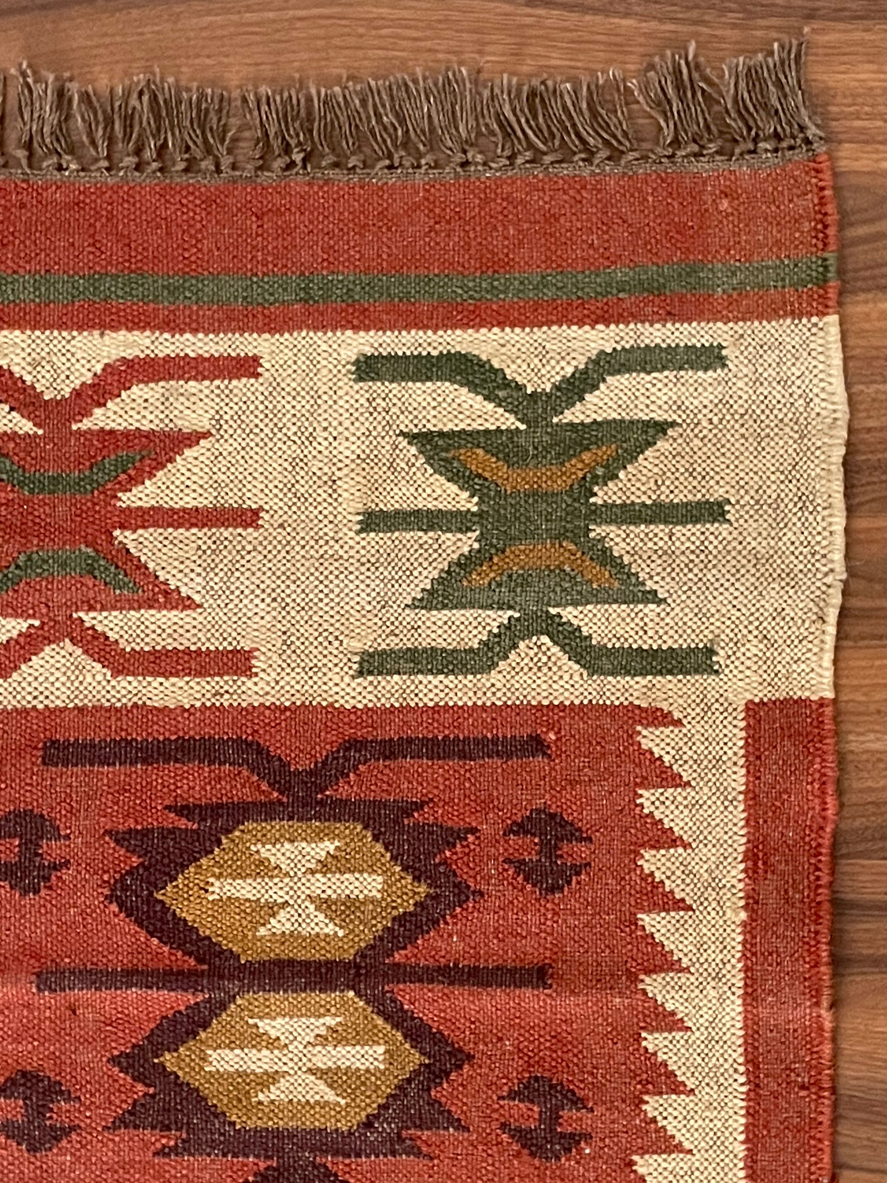 Jute and wool handwoven kilim