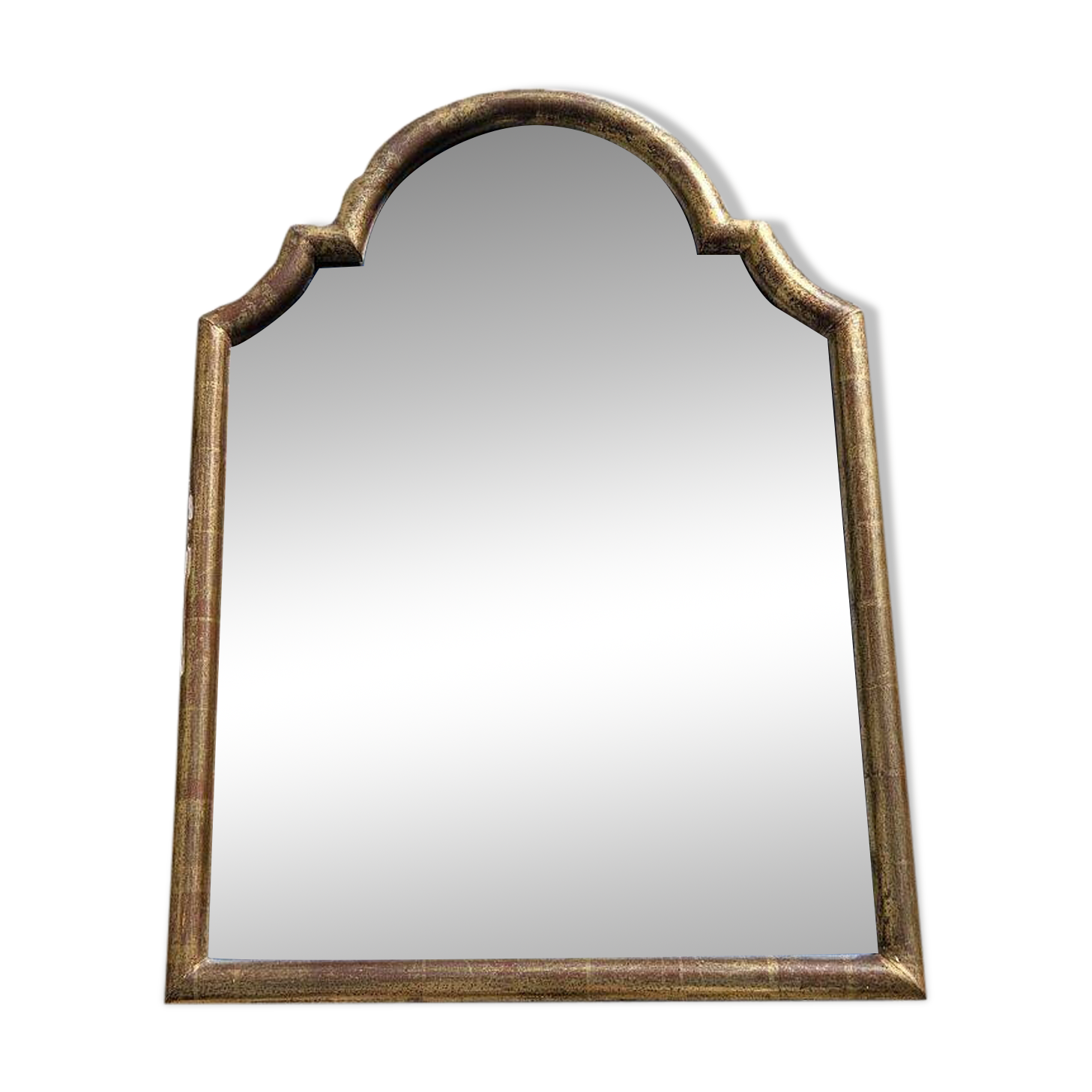 Large gilded wooden mirror in the shape of a gendarme hat