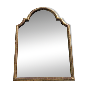 Large gilded wooden mirror in the shape of a gendarme hat