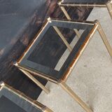 Vintage lancel house, 3 ends of sofa / side tables, in gilded brass bamboo way tbe.