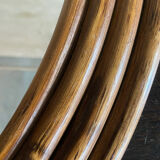Vintage rattan oval mirror, 54x39 cm