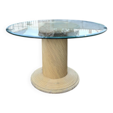 Table en verre et rotin