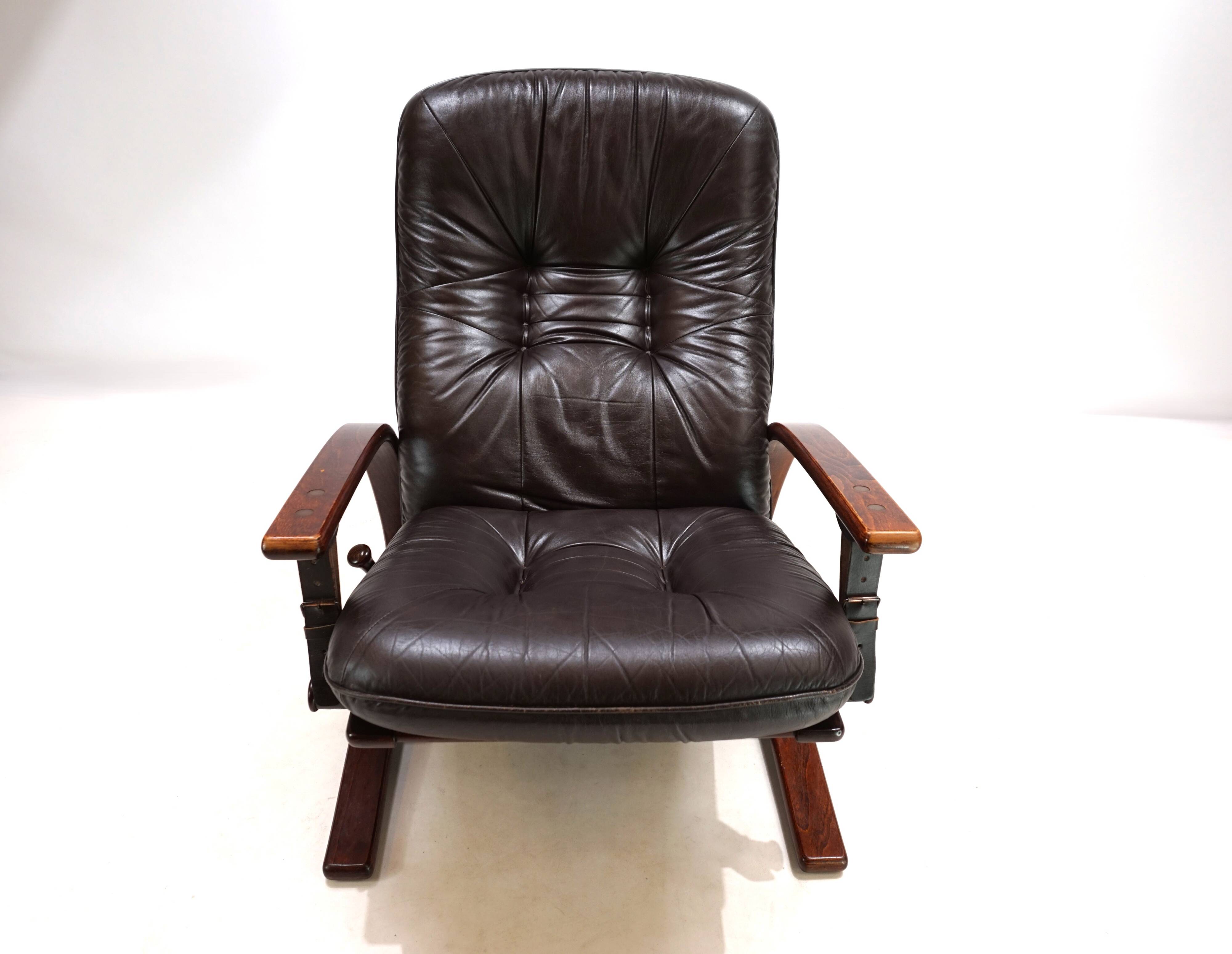 Westnofa The Panter leather lounge chair by Arnt Lande, 1970s