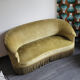 Old olive green toad bench