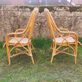 Pair of vintage rattan armchairs
