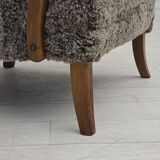 1960s, reupholstered Danish armchair, New Zealand genuine sheepskin.