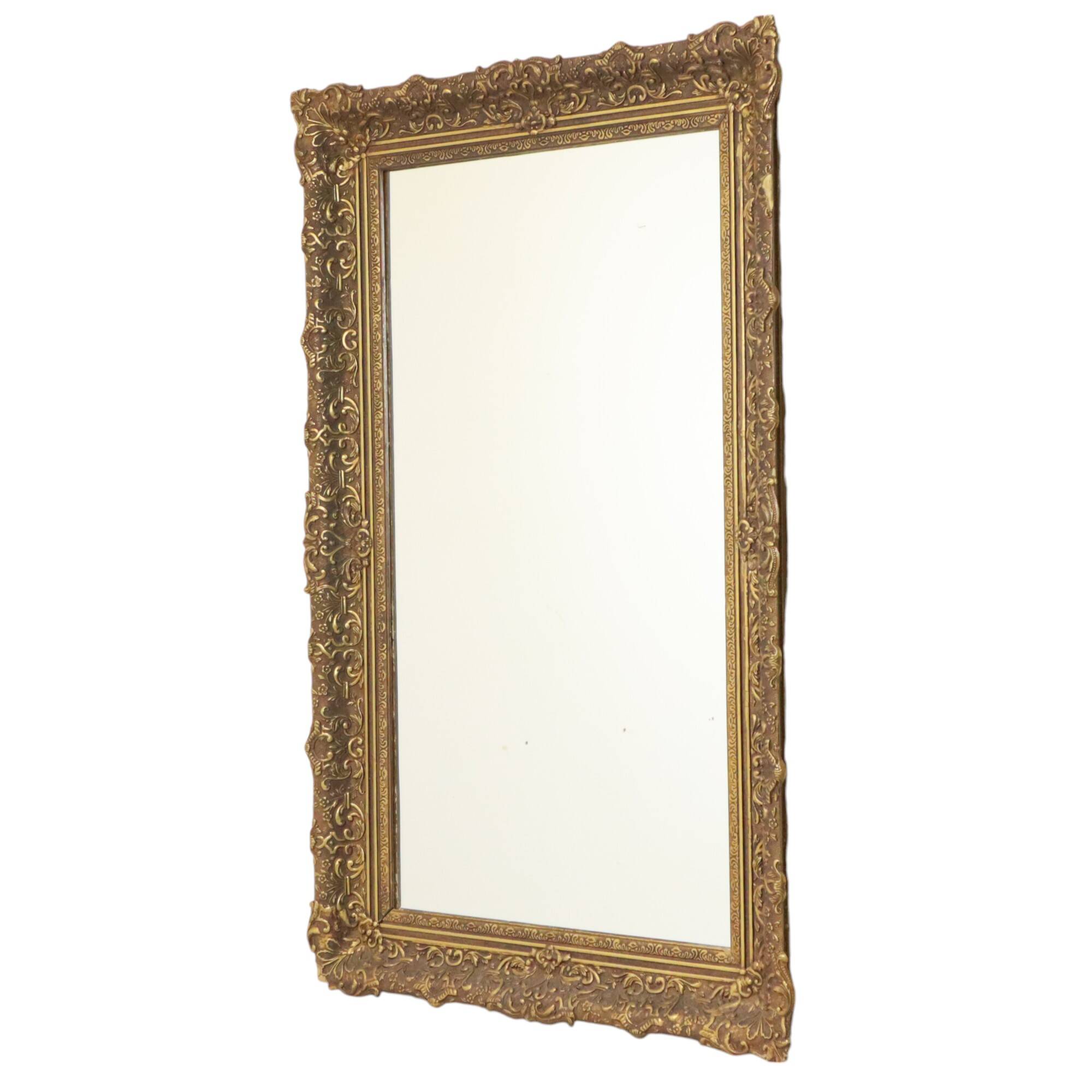 Large Gold Baroque Style Mirror Gilded Frame Acanthus Flowers 110cm