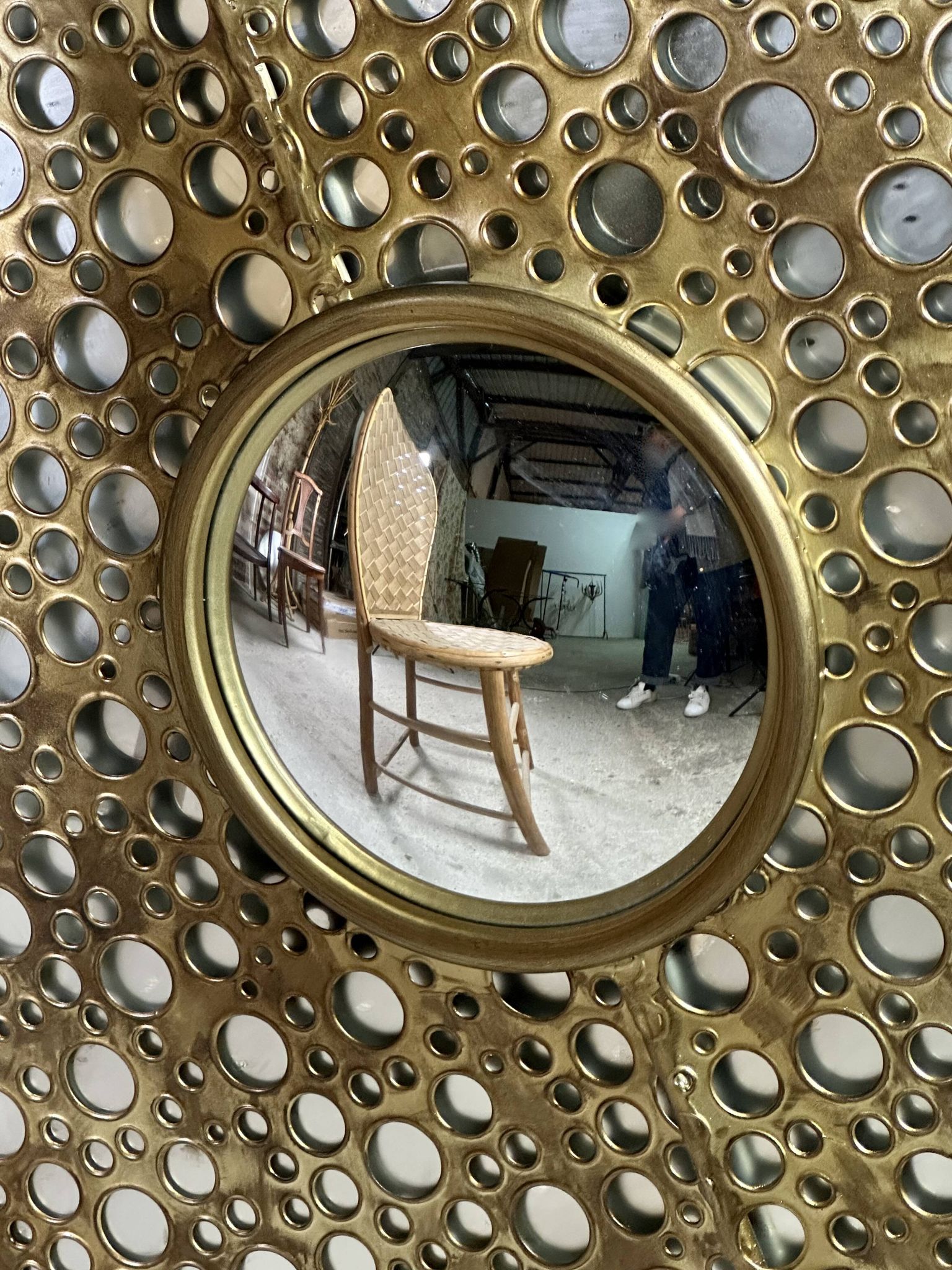 Miroir soleil en métal  doré Diam 100 cm