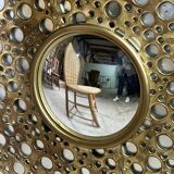Sun mirror in gold metal Diam 100 cm