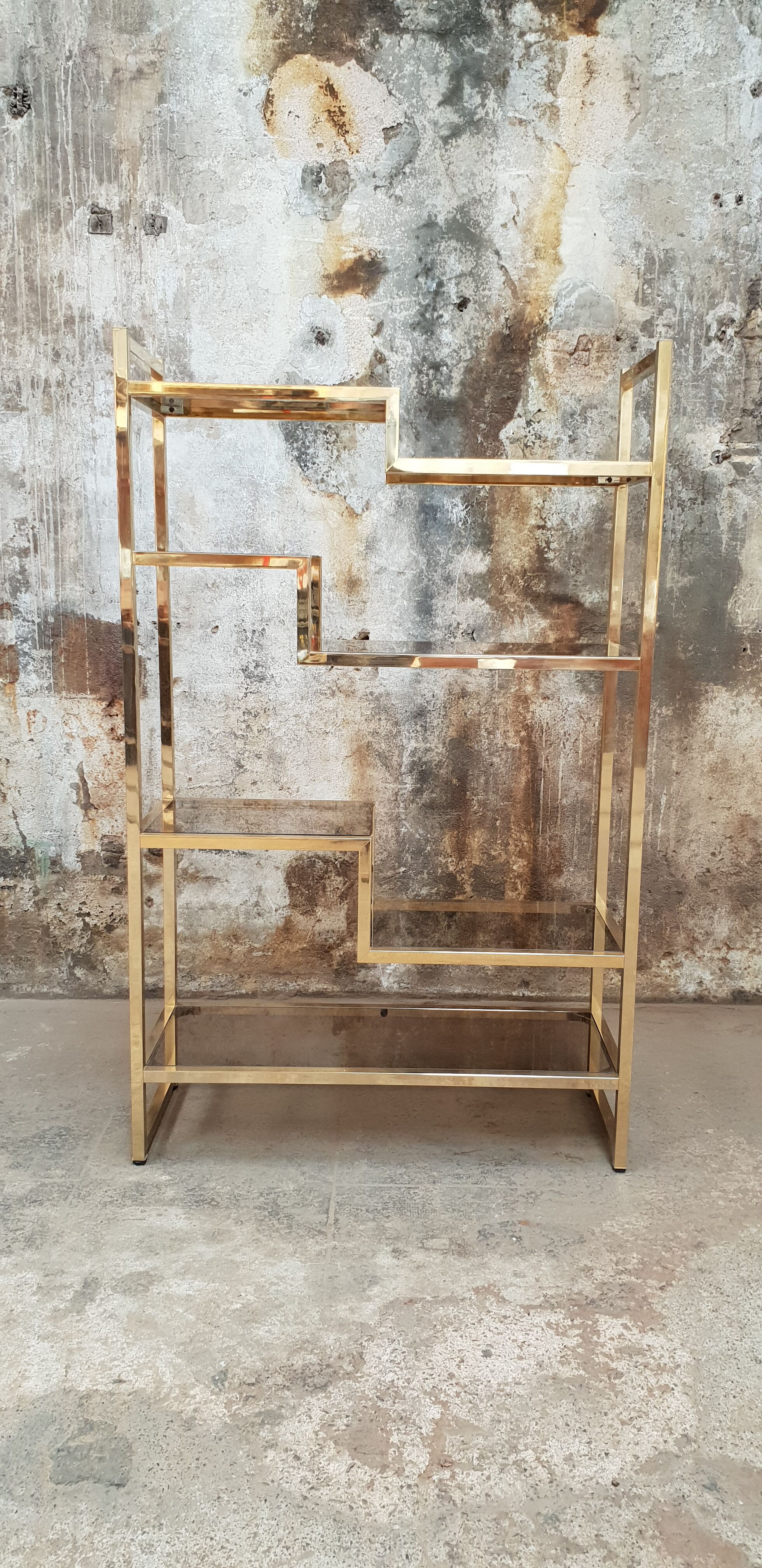 Vintage glazed brass shelf