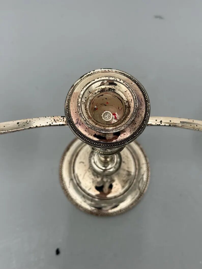 Bougeoir vintage argenté à 3 bras