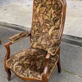 Louis XV Voltaire armchair in solid wood and floral velvet fabric from the years.