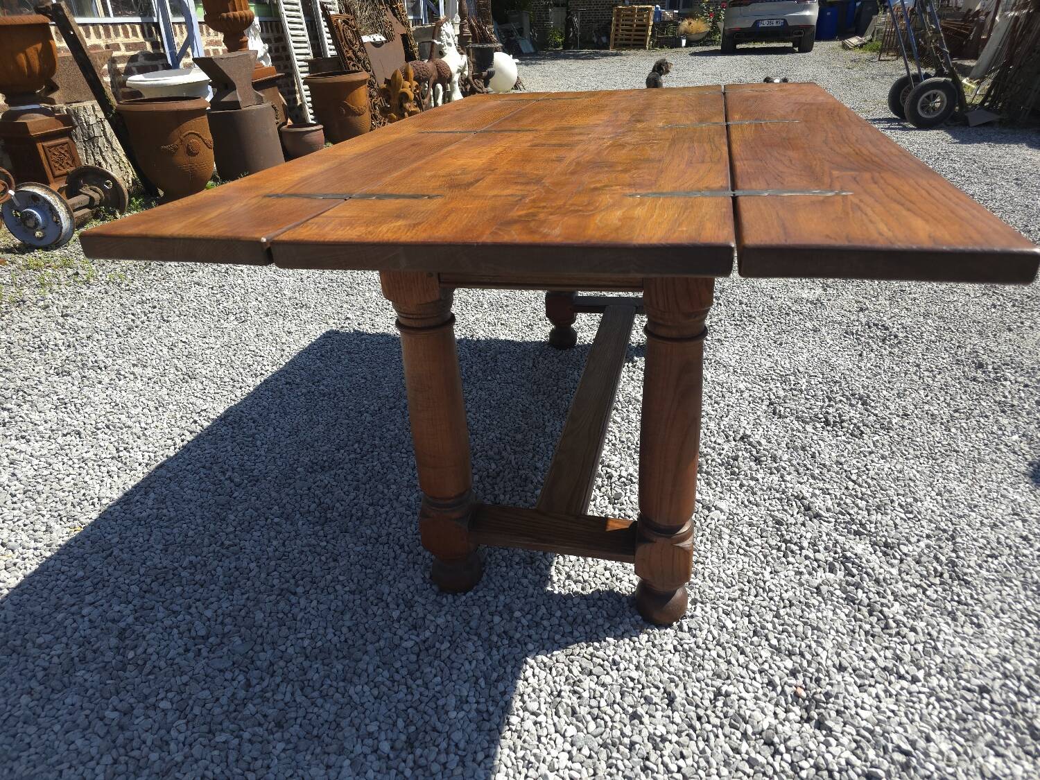 Table de ferme en chêne avec abattants
