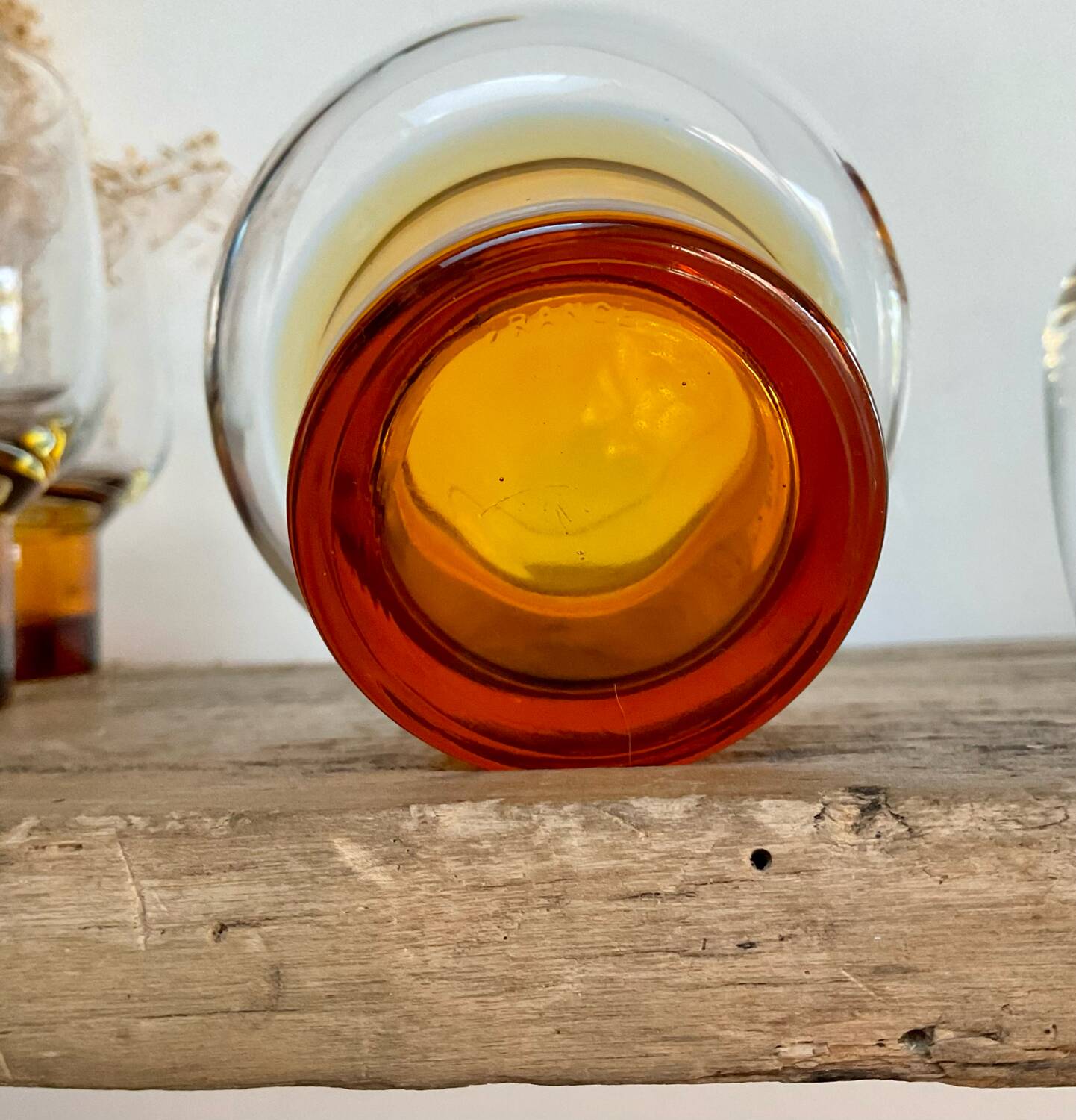 5 LUMINARC France glasses with amber feet