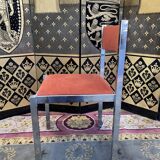 Suite of 4 velvet and chrome chairs 1970