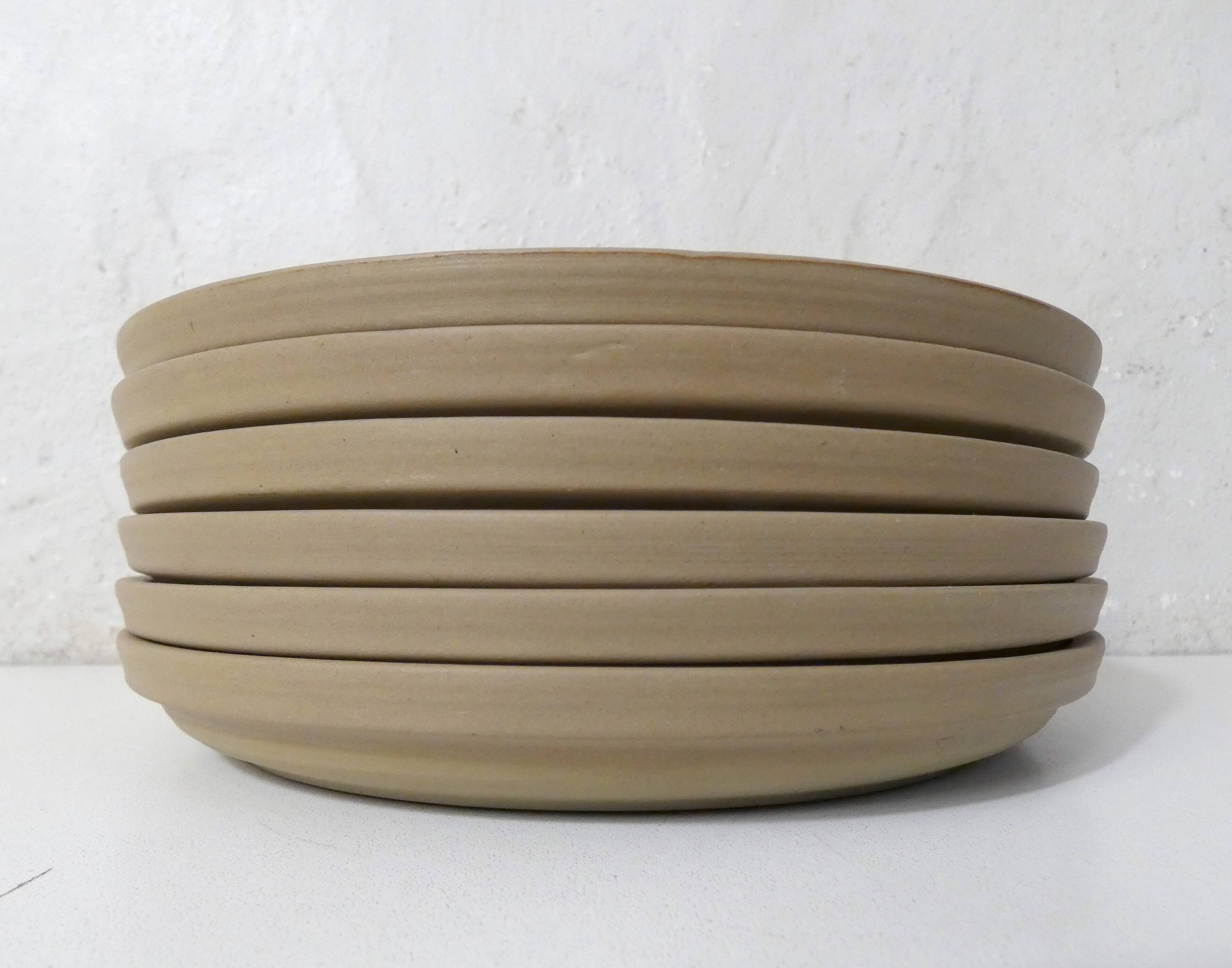 6 vintage stoneware dessert plates