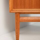 Scandinavian highboard sideboard, 1950s/60s, oak & teak, three doors