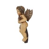 Vintage Solid Wood Angel Cherub Statue Hand Painted 49cm