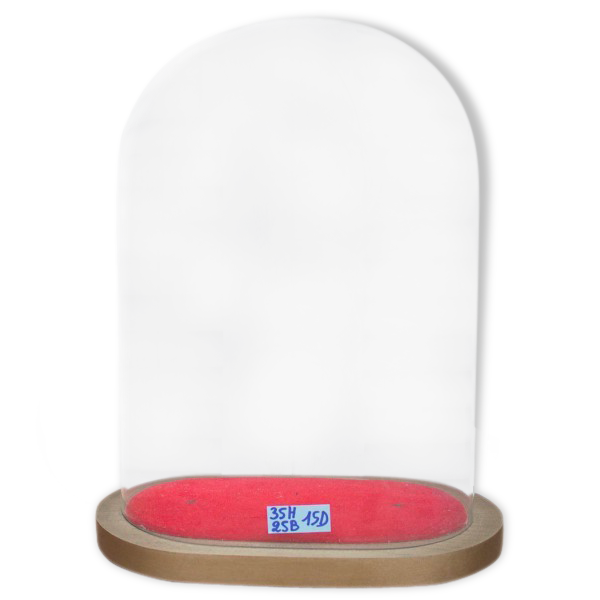 Oval glass globe 35 cm square gilded wood