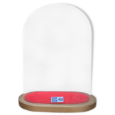 Globe en verre ovale 35 cm pied bois doré