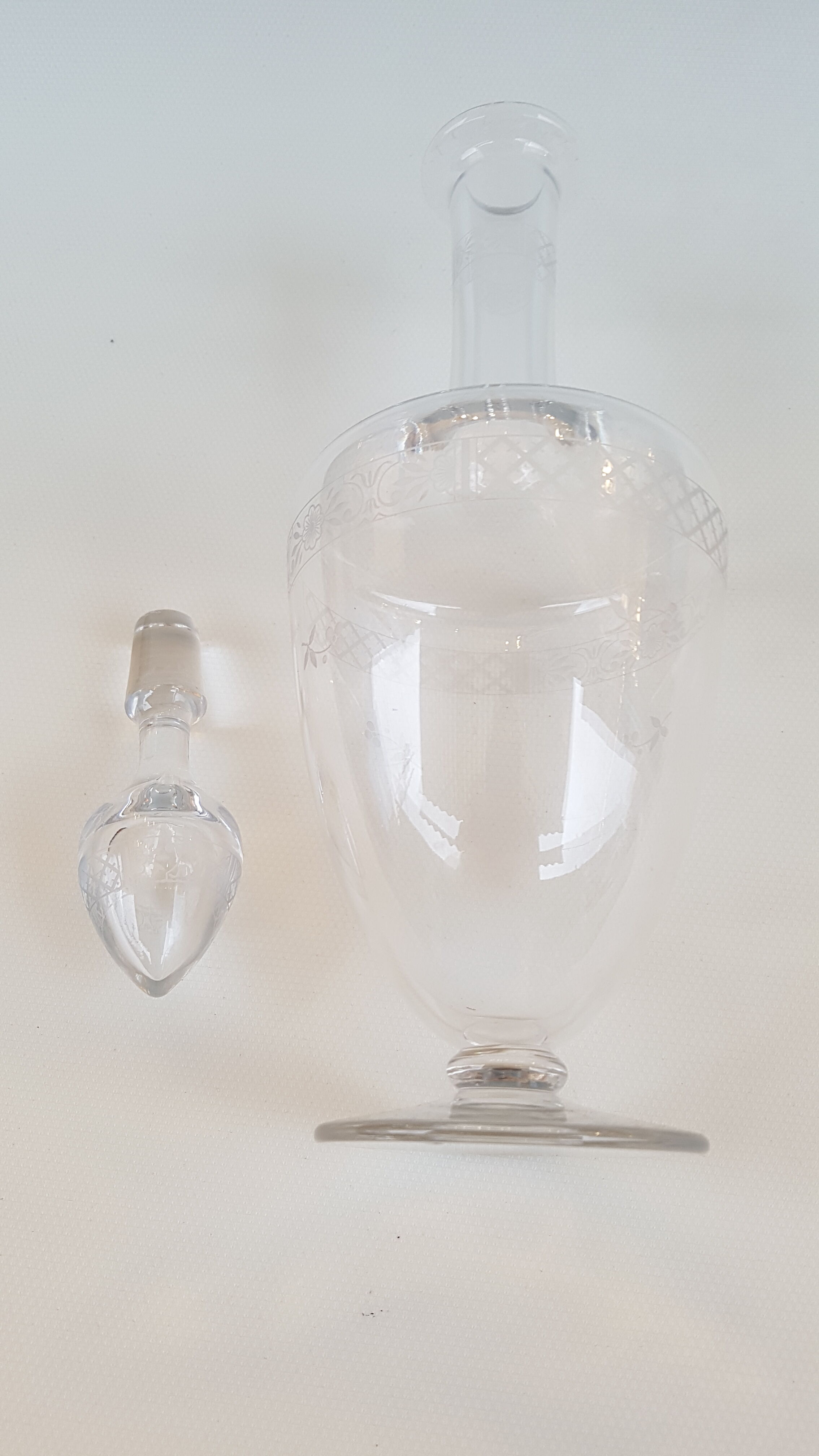 Baccarat crystal carafe, engraved frieze model, circa 1910