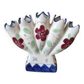 Tulip vase/bouquet holder in hand-painted earthenware