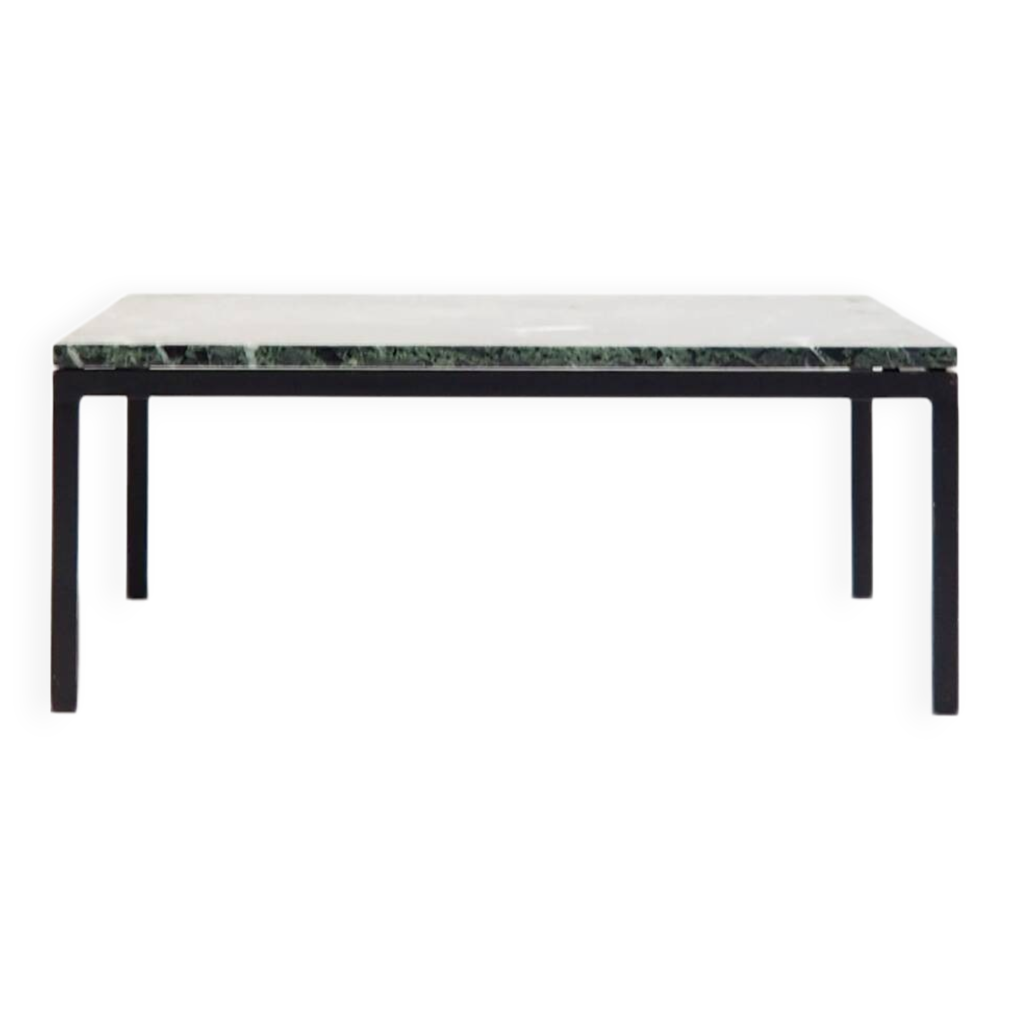 1960s Square Coffee Table with a Green Marble Top