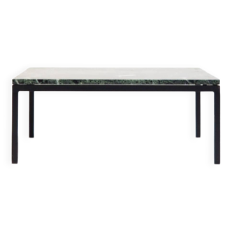 Table basse carrée des années 1960 avec plateau en marbre vert