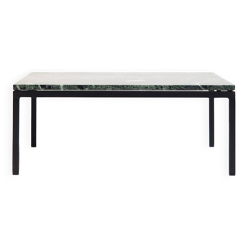 Table basse carrée des années 1960 avec plateau en marbre vert