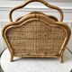 Magazine holder / Pine hutch in rattan, bamboo and canning 70s