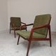 Pair of wooden armchairs Uluv green fabric 1960