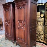 Pair of Louis XV style bonnetière in solid oak 19th century