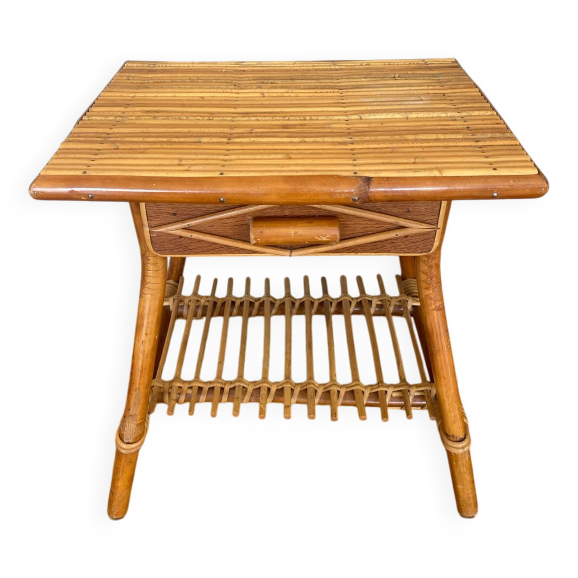 Very beautiful little bamboo bedside table from the 70s