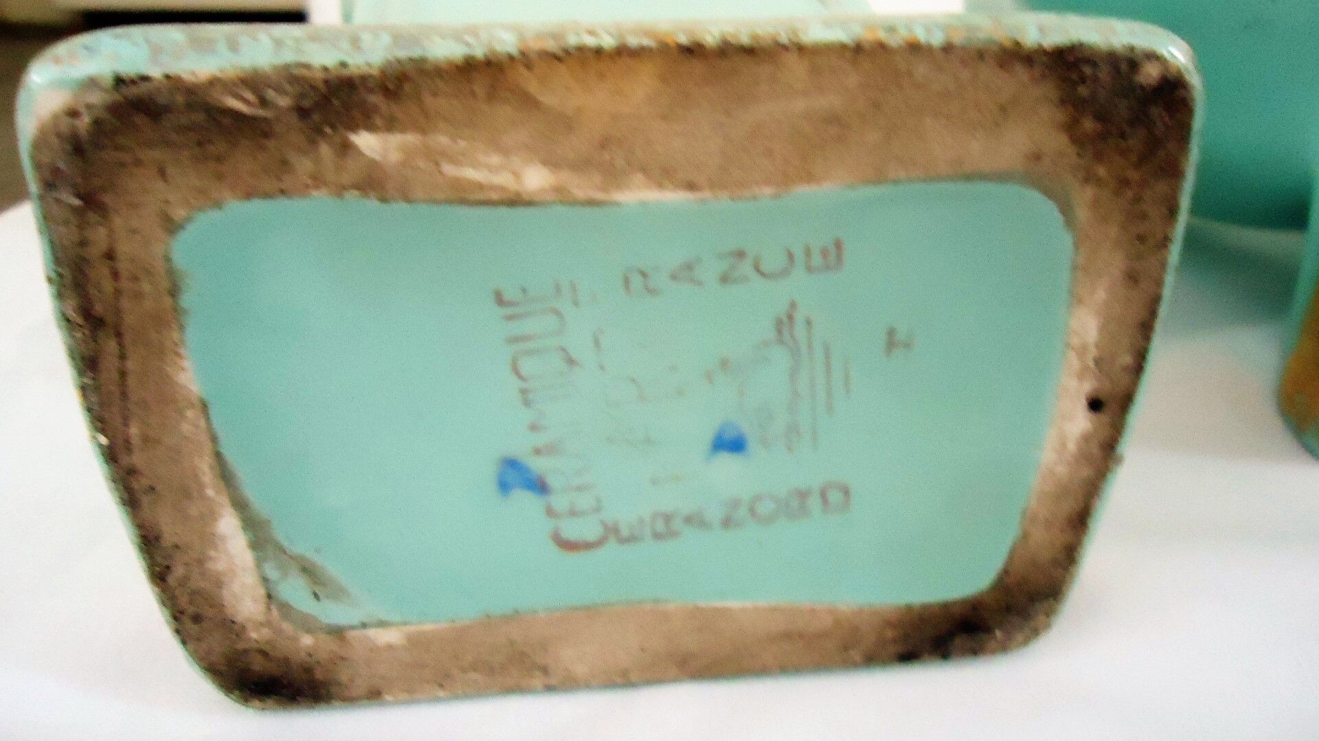 Clock doves color green blue and its vase 50s
