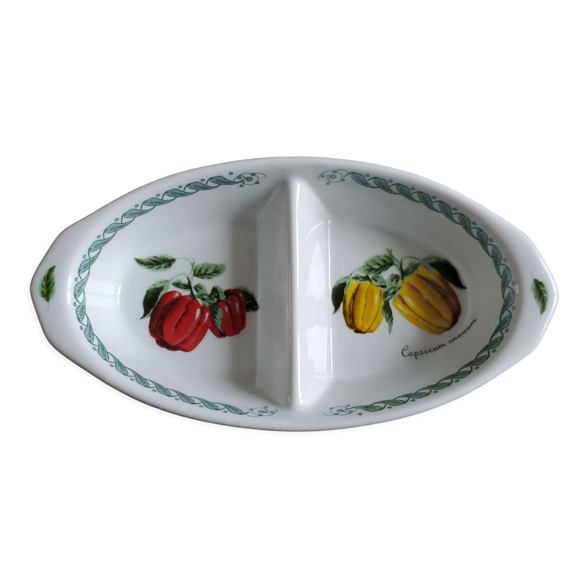 Raviers dish aperitif double porcelain The terrine Botaniche vegetable decoration