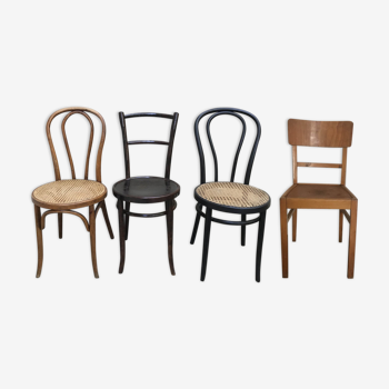 Lot de 4 chaises bistrot dépareillées