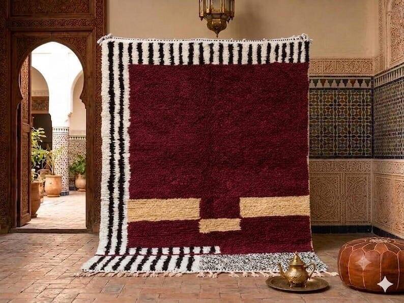 Traditional Moroccan handmade rug with colourful patterns, 2/3 m.