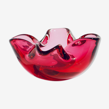 Vide-poche en verre de Murano rose, années 1960