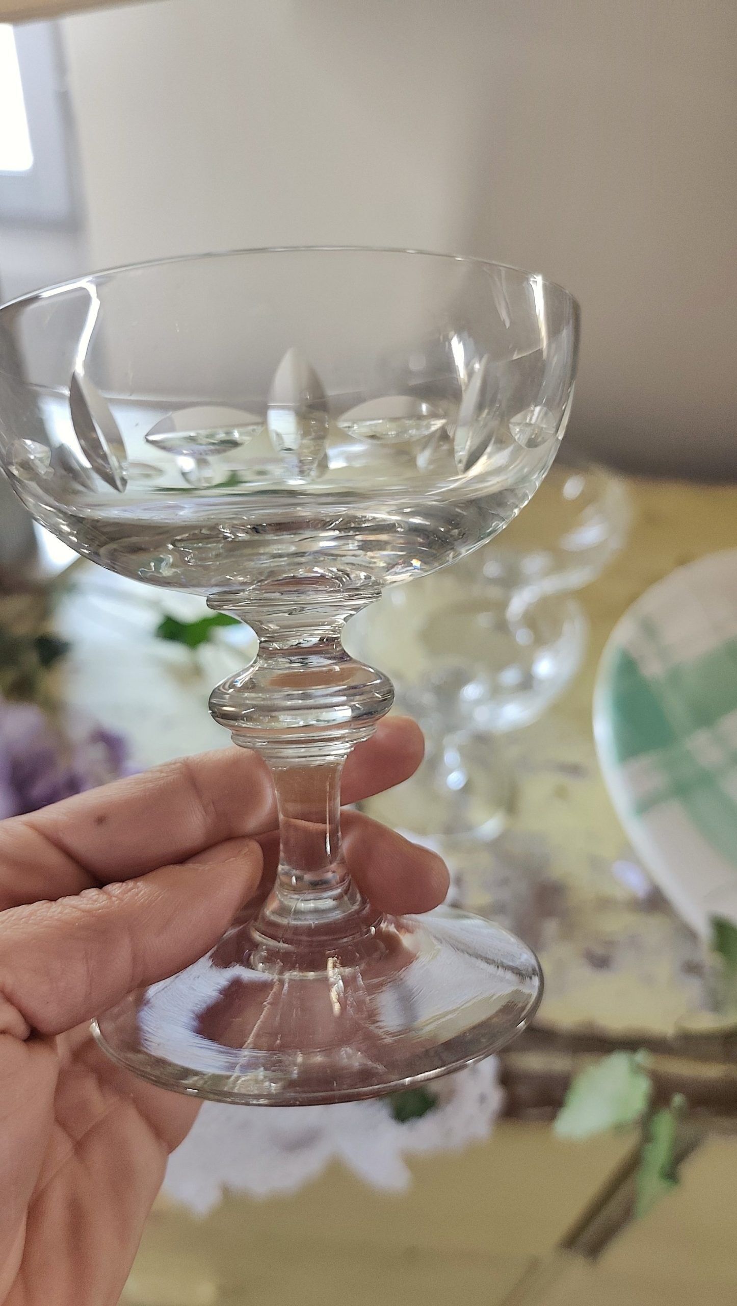 Set of 6 crystal champagne glasses