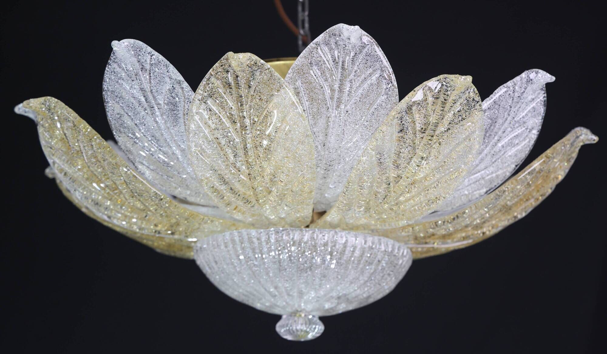 Set of 2 Vintage Italian Murano Glass Amber and trasparent Ceiling Light