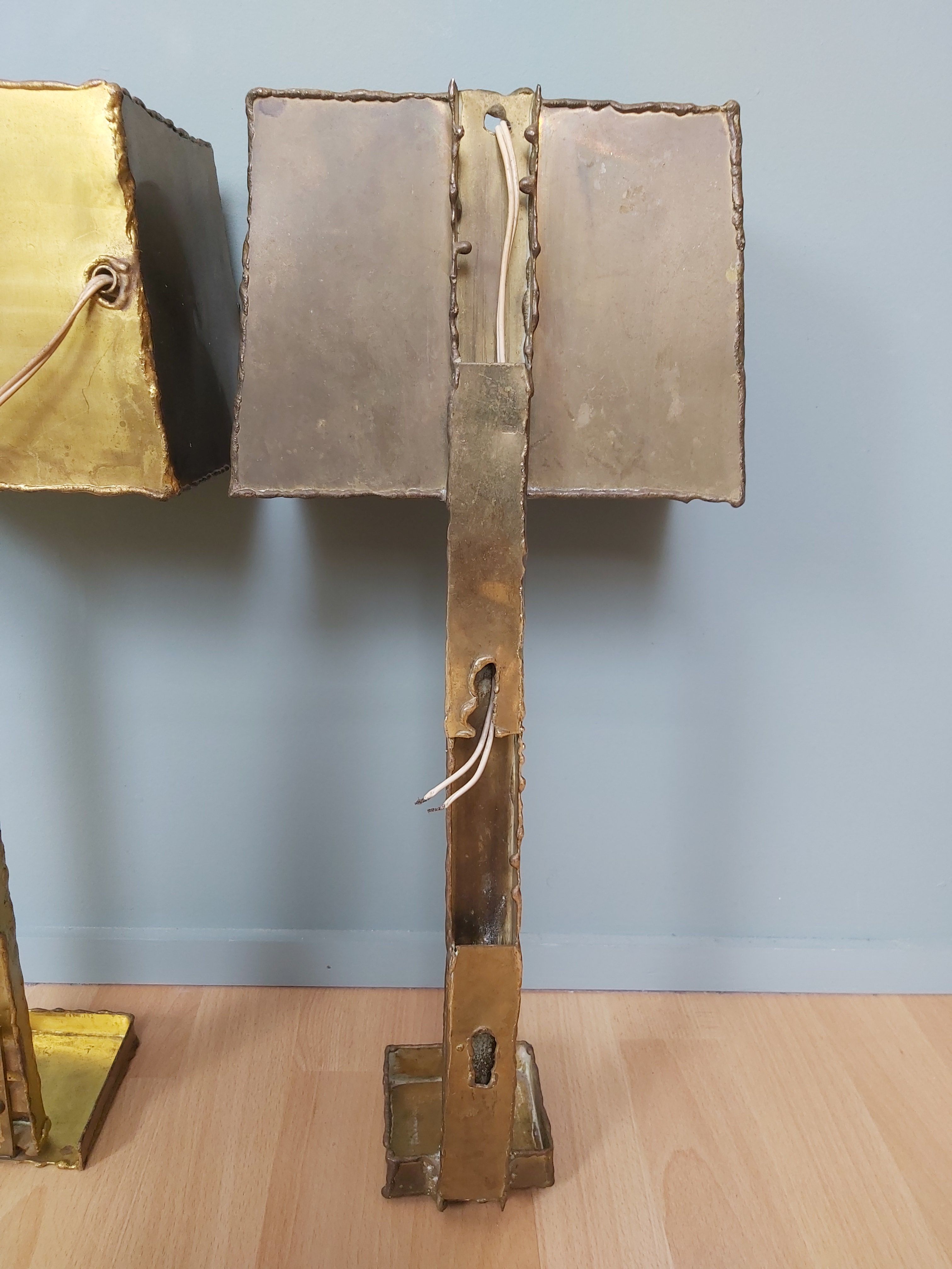 Pair of brass wall lamps, Paul Moerenhout, 70s