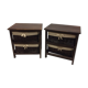 Lot of 2 nightstands in wood and wicker