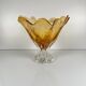 Amber glass bowl in Murano style, 1970, MF Cristal de Paris
