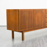 Vintage walnut wood row, restored, 220cm