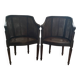 Pair of gondola armchairs in Louis XVI style with caning.