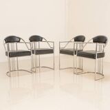 4 chaises italiennes en cuir imitation crocodile 80's