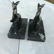 Pair of greenhouse book antelope in regulation on marble base