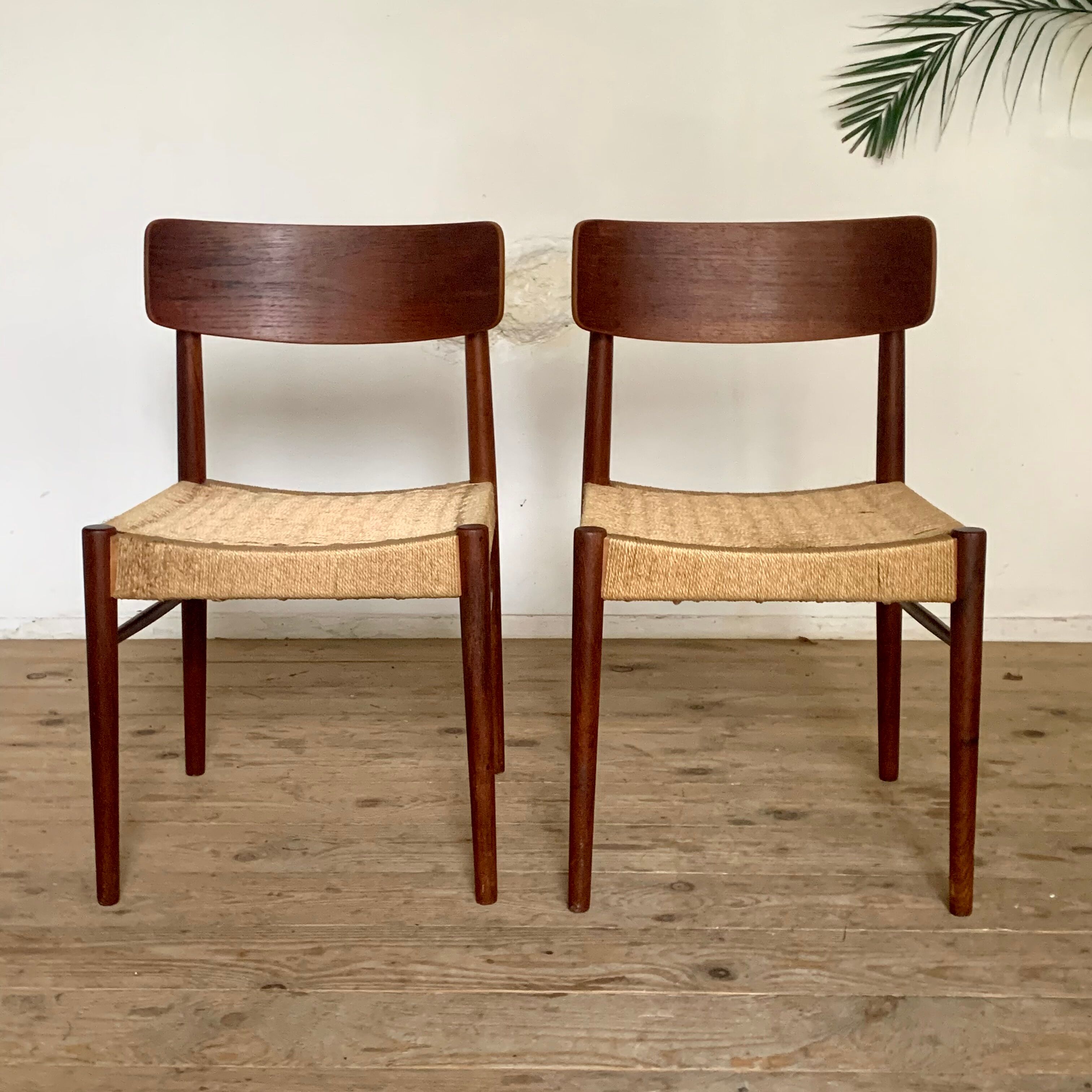 Chaise scandinave vintage en teck et cord