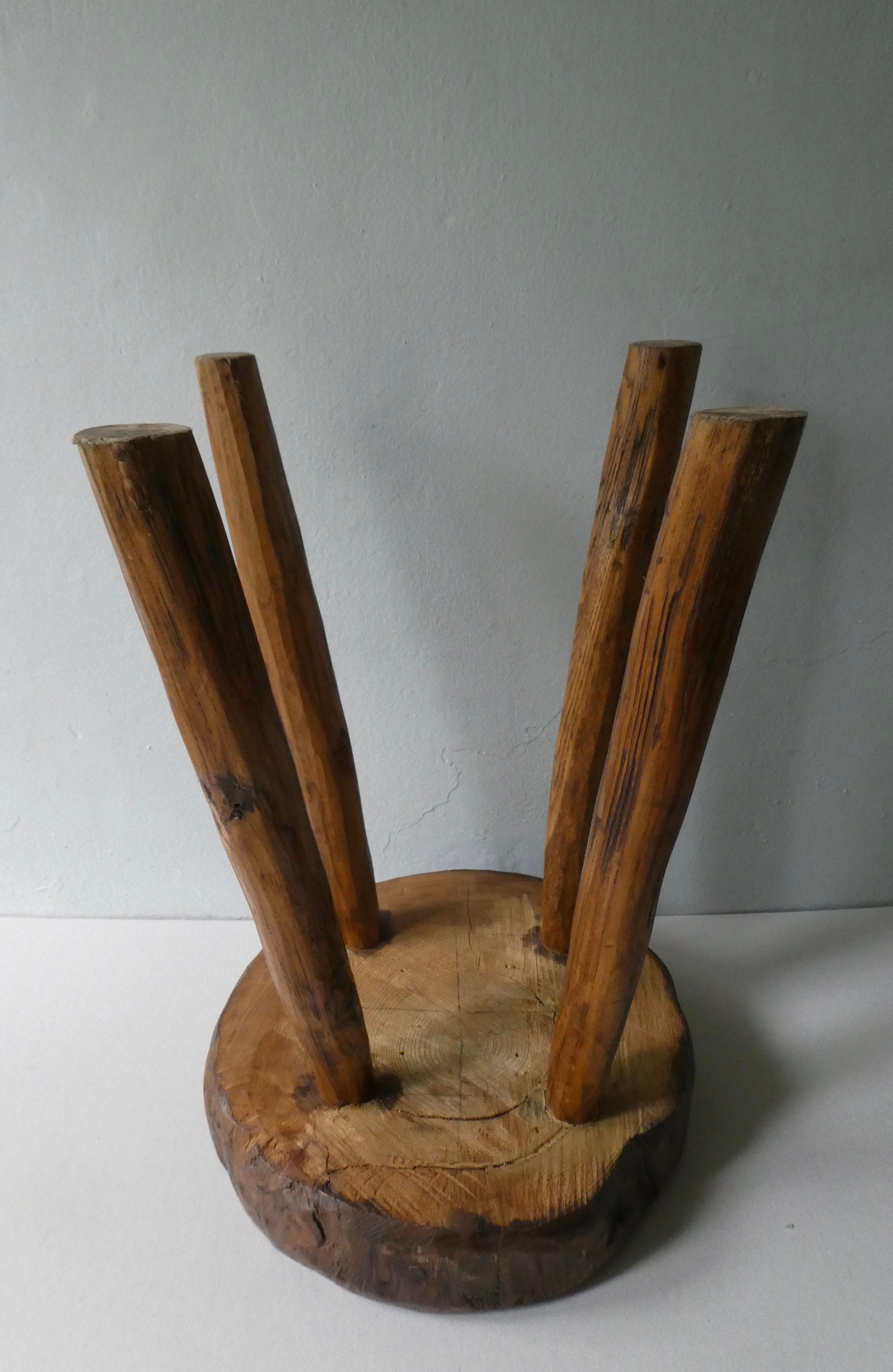 Stool in raw wood